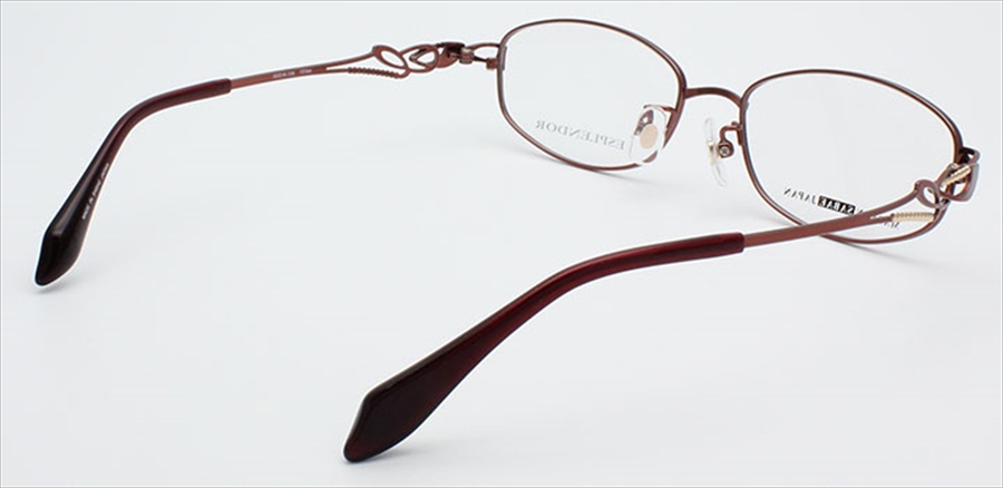 【国産超特価】エスプレンドール K14WG ナイロール メガネ 眼鏡 レンズ度付き （薄ピンク色） 総重量約23.1g 中古☆0315 ナイロール、ハーフリム